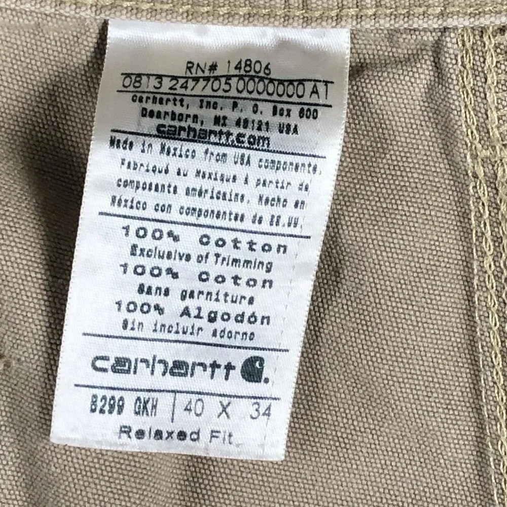 Carhartt Pants Mens 40x34‎ Beige Canvas Relaxed Fit Carpenter Workwear B299 GKH